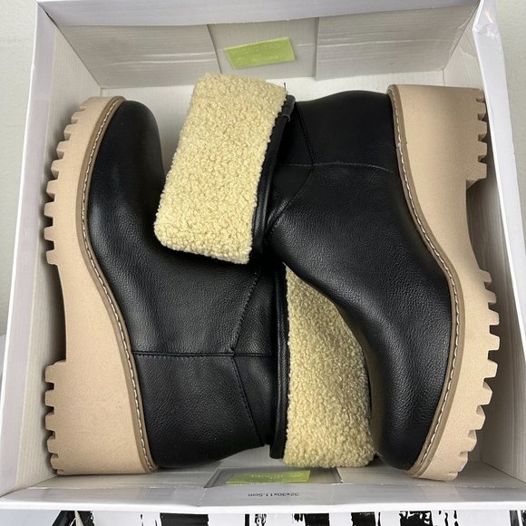 Dolce Vita Shoes - Dolce Vita Ladies Boots Size 9 Black Solid Faux Fur Trim NWB